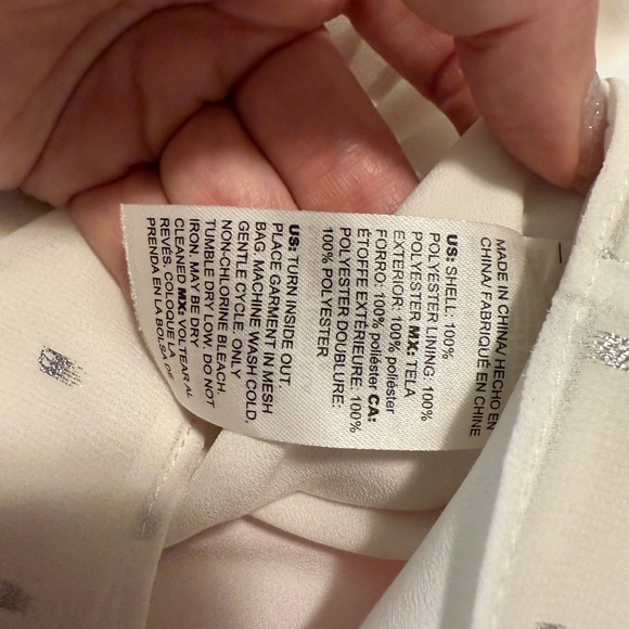 White House Black Market Cream Embellished Mandarin Collar Blouse - Picture 6 of 6